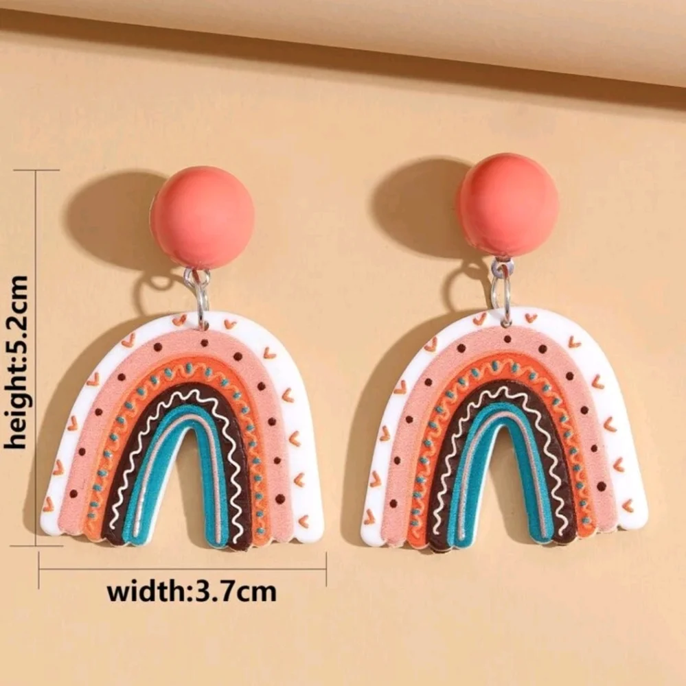 Acrylic rainbow earrings - Picture 4 of 5